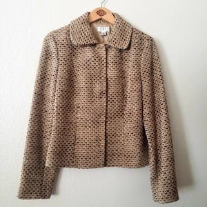 Ann Taylor LOFT Cream Tweed Wool Blend Blazer 10